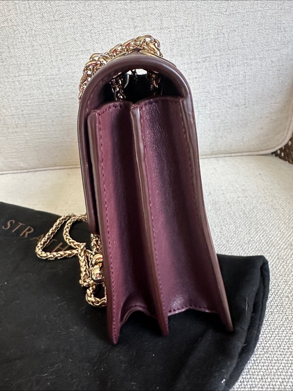 Strathberry Plum Leather Shoulder Bag with Gold Hardware - Picture 4 of 5